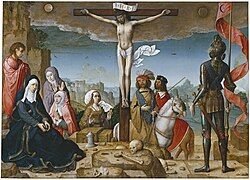 Detalle de la Crucifixión pintada por Juan de Flandes en 1509