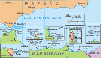 Mapa de los territorios españoles en el norte de África