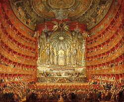 Fiesta musical ofrecida por el cardenal de La Rochefoucauld en el teatro Argentina de Roma en 1747