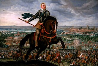 Retrato histórico de Gustavo II Adolfo en la batalla de Breitenfeld por Johann Walther de 1632