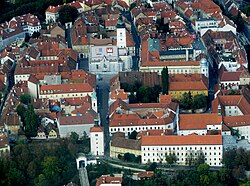 Vista aérea de la ciudad alta de Zagreb