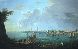 Ilustración histórica del puerto de Lorient en el siglo XVIII