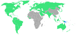 Mapa del mundo con los participantes en Montreal 1976 y países debutantes
