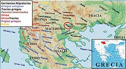 Mapa histórico de la región de los medos y Macedonia