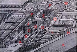 Palacio de Hampton Court con identificación de zonas