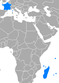 Mapa de los miembros de la Comisión del Océano Índico