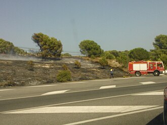 Actuación de los bomberos en un incendio forestal