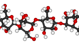 Representación de la estructura molecular de la celulosa