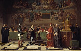 Pintura de Galileo Galilei ante el tribunal