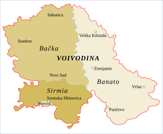 Mapa de la provincia autónoma de Voivodina