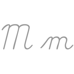 Animación mostrando la escritura cursiva de la letra M