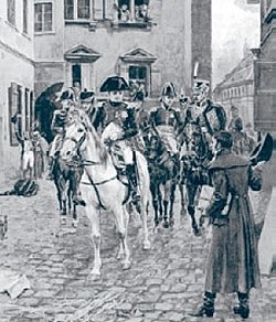 Pintura histórica del encuentro entre Hegel y Napoleón