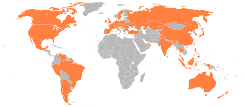 Mapa de presencia global de ING