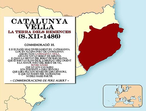 Manuscrito medieval con la descripciSn de la Cathalunya Veyla por Pere Albert