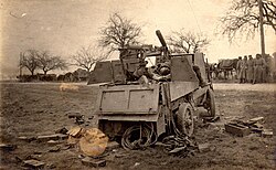 Un cañón antiaéreo británico destruido durante la Primera Guerra Mundial