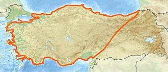 Mapa geográfico que delimita Anatolia en la Turquía moderna