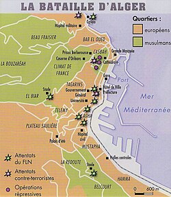 Esquema y mapa de la Batalla de Argel
