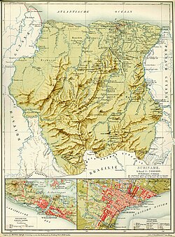 Mapa histórico de Surinam fechado en 1914