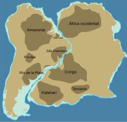 Supercontinente Gondwana. Su deriva hacia el polo Sur pudo alterar el clima terrestre.