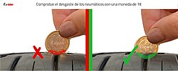 Comprobación de desgaste con moneda