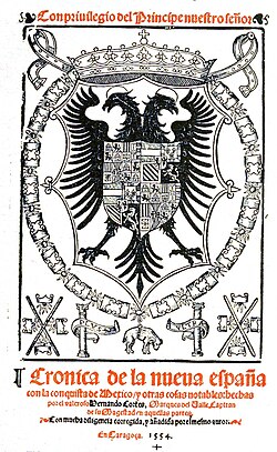 Portada histórica de la obra sobre la conquista de México escrita por Francisco López de Gómara.