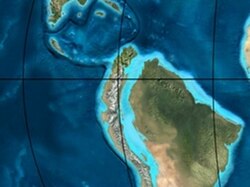 Reconstrucción paleogeográfica de hace 65 millones de años