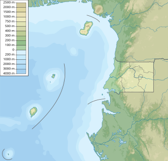 Mapa de la ubicación de la isla de Bioko en Guinea Ecuatorial