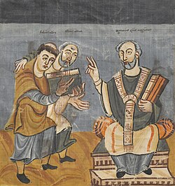 Rabano Mauro ofreciendo una obra