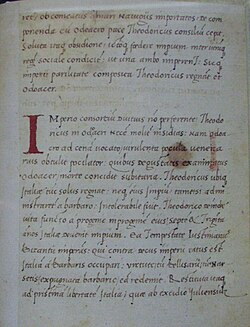 Manuscrito antiguo del Edictum Theodorici regis