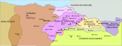 Representación del territorio del Condado de Sobrarbe antes de la formación del Reino de Aragón