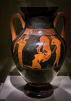 Vasija del pintor Andócides encontrada en Etruria.
