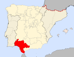 Mapa del Reino de Sevilla en 1590