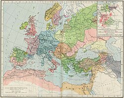 Mapa histórico detallado de la Europa medieval en el año 1190.