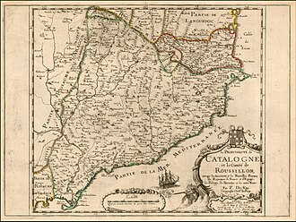 Mapa del Principado de Cataluña del siglo XVII