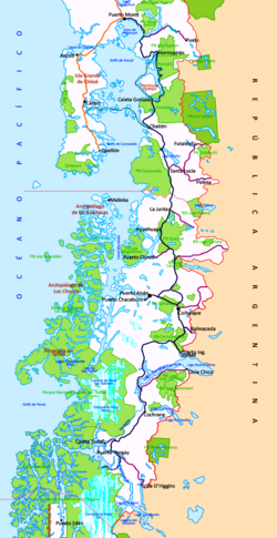 Mapa esquemático de la Ruta 7 y la Carretera Panamericana