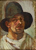 Autorretrato con sombrero de Theo van Doesburg pintado en 1906