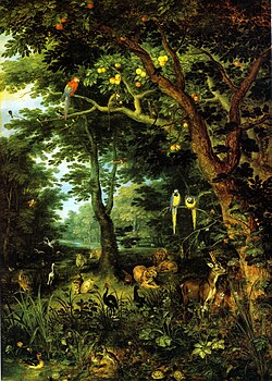Paraíso, óleo sobre tabla conservado en la Gemäldegalerie de Berlín