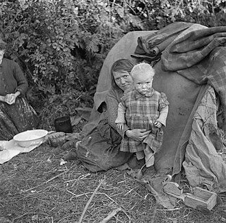 Fotografía histórica de nómadas irlandeses en 1946.
