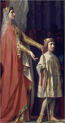 Detalle que representa a María de Molina y a su hijo Fernando IV.