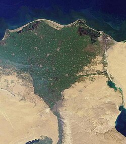 Vista satelital del delta del río Nilo