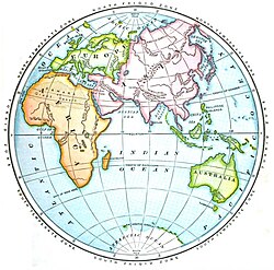 Mapa del hemisferio oriental terrestre