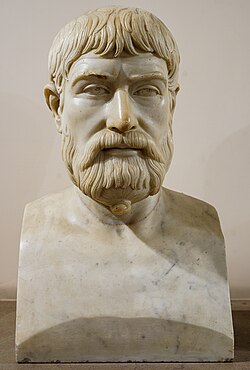 Busto del poeta lírico Píndaro, copia romana del original de mediados del siglo V a. C., Museo Arqueológico Nacional de Nápoles.
