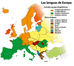 Mapa de distribución de las lenguas de Europa
