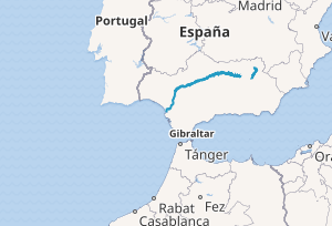 Mapa de la cuenca hidrográfica del río Guadalquivir
