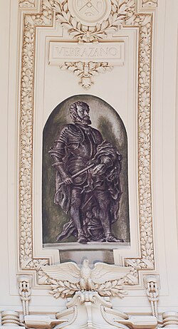 Giovanni da Verrazano situado en la rotonda del Alexander Hamilton U.S. Custom House, Nueva York