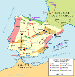 Mapa conceptual del inicio de la conquista musulmana