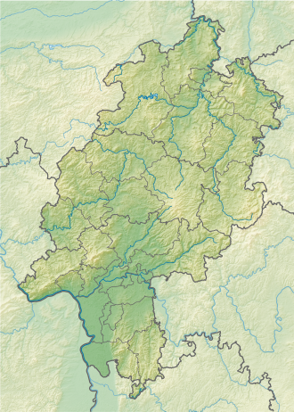 Mapa de localización de la cordillera del Taunus en Hesse