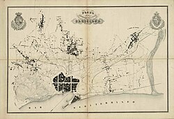 Plano de Barcelona y sus alrededores de 1855 redactado por Ildefonso Cerdá.
