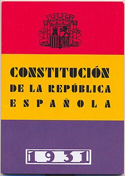 Portada histórica de la Constitución de la República Española de 1931