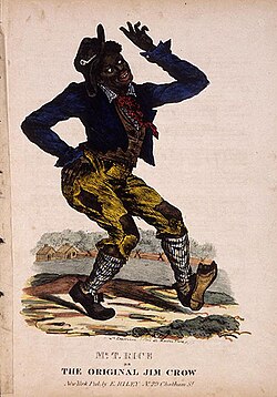 Representación de Jim Crow, una invención de Thomas Rice.